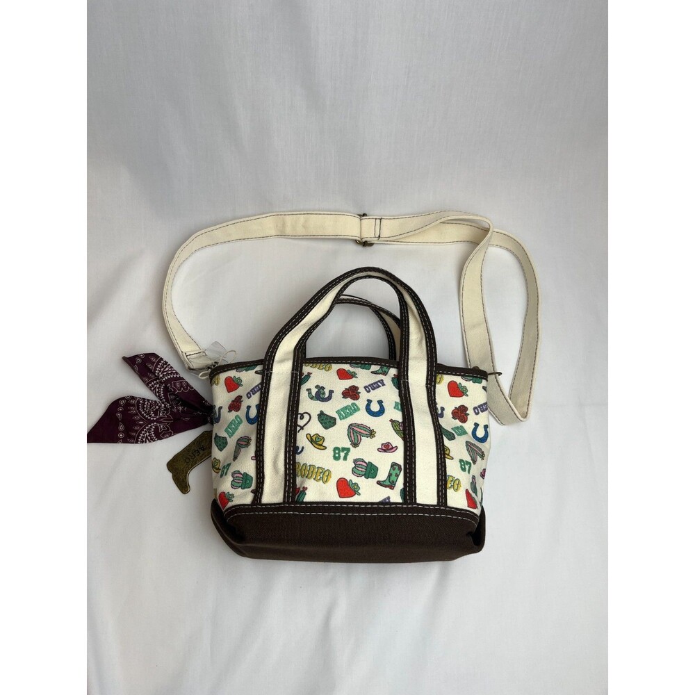 Aeropostale Rodeo Cowgirl Western Canvas Tote Bag Cactus Print Boot Charm Viral - Picture 3 of 14